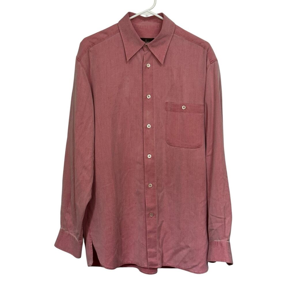 Ermenegildo Zegna Dress Shirt Mens M Button Up Long Sleeve Italy Luxury READ